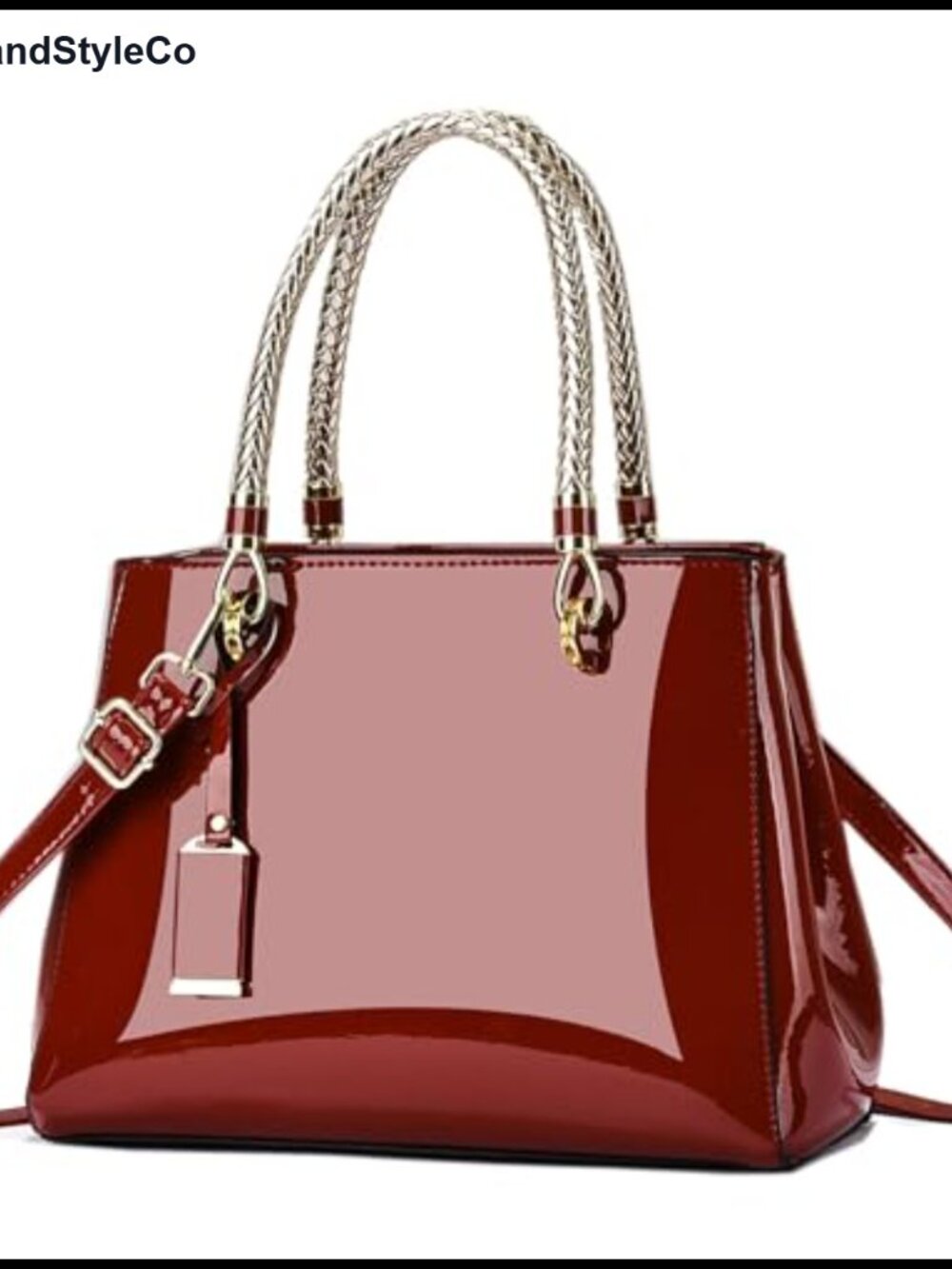 Patent Vegan Leather Satchel Handbag Top-Handle Shoulder Bag Large Purse